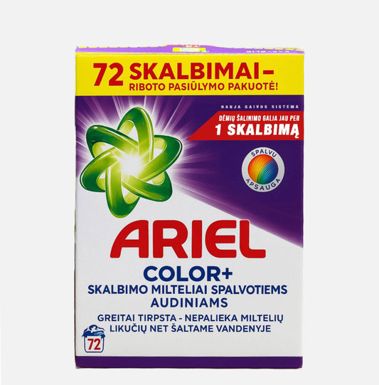 Skalbimo milteliai ARIEL COLOR+ spalvotiems audiniams (72 skalbimai) 3,96kg